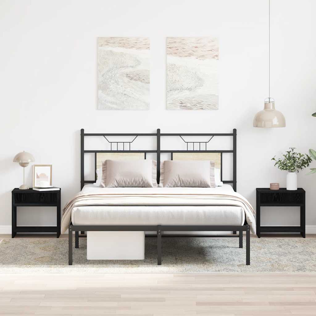Comodini 2pz Rovere Nero 40x30x40 Cm In Legno Multistrato