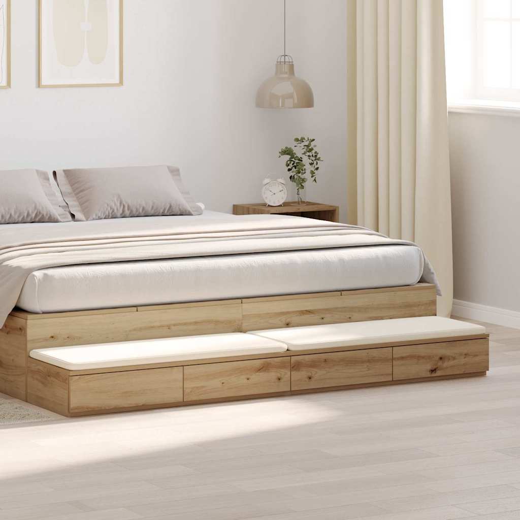 Cassetti Per Letto Rovere Artigianale 200 X 36,5 X 16,5 cm