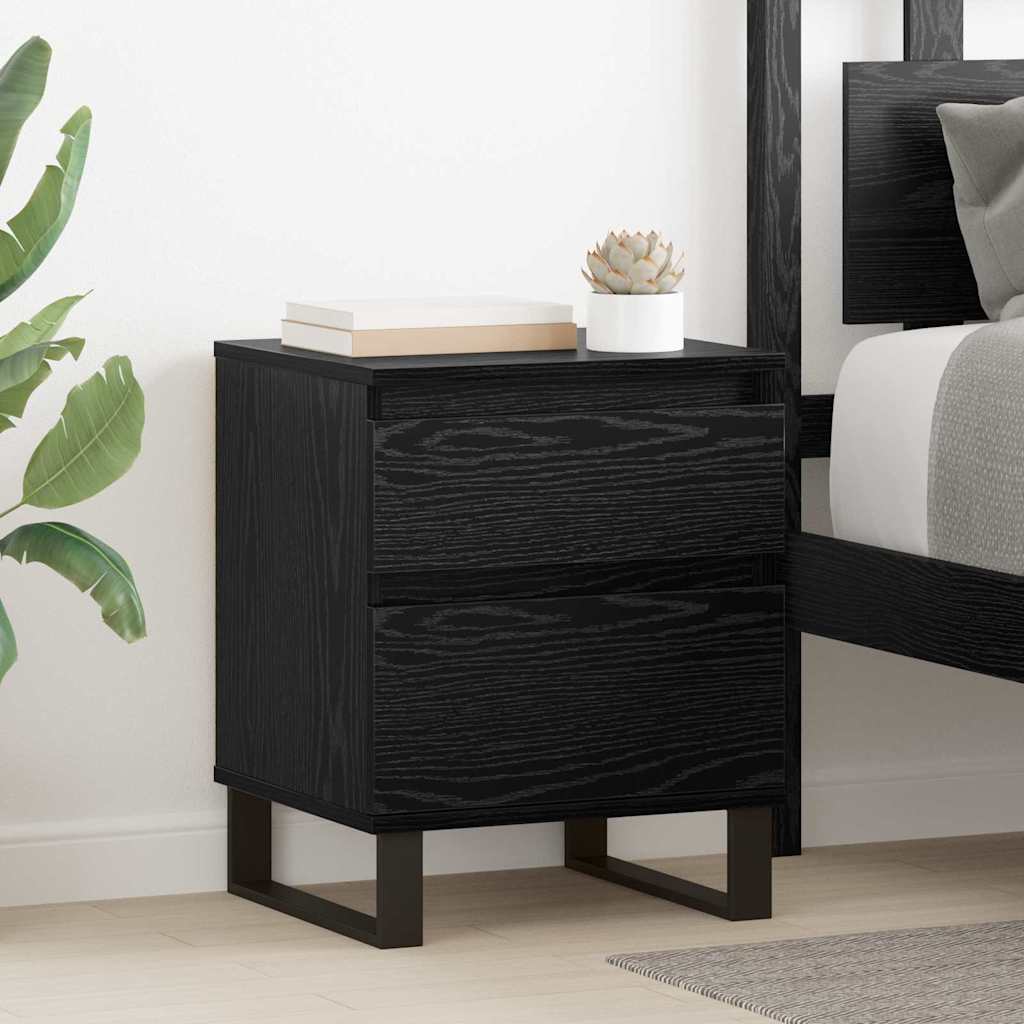 Armadio Da Notte Con Cassetto 2 Pcs Rovere Nero 40 X 35 X 50 cm