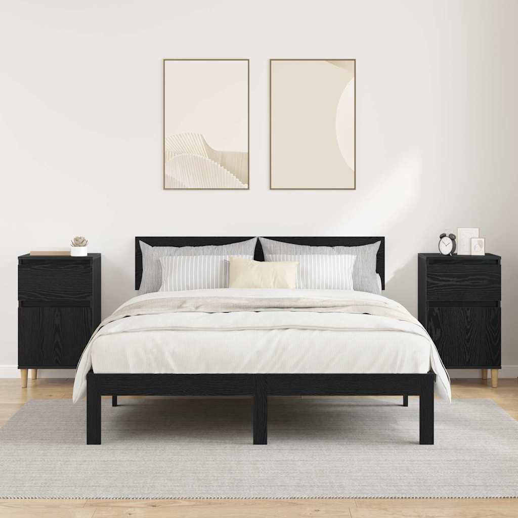 Armadio Da Notte Con Cassetto 2 Pcs Rovere Nero 40 X 35 X 70 cm - Image 4
