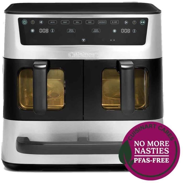 Friggitrice Ad Aria Cuisinart Aft13xsse - Capacità 13,6 L - Doppia Vasca + 1 Cassetto - Nero/acciaio Inossidabile - 2400 W