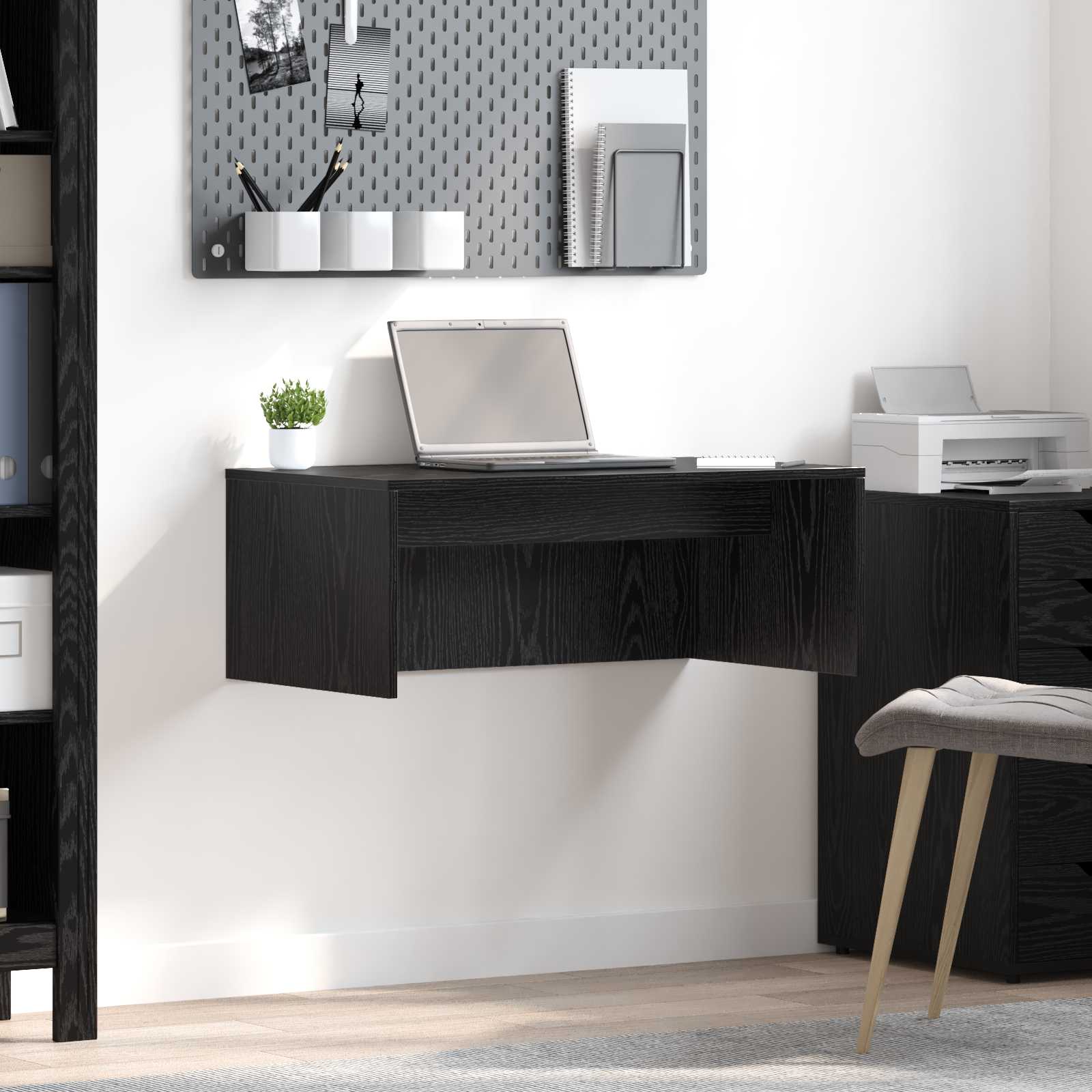 Scrivania A Parete Rovere Nero 80 X 45 X 30 cm