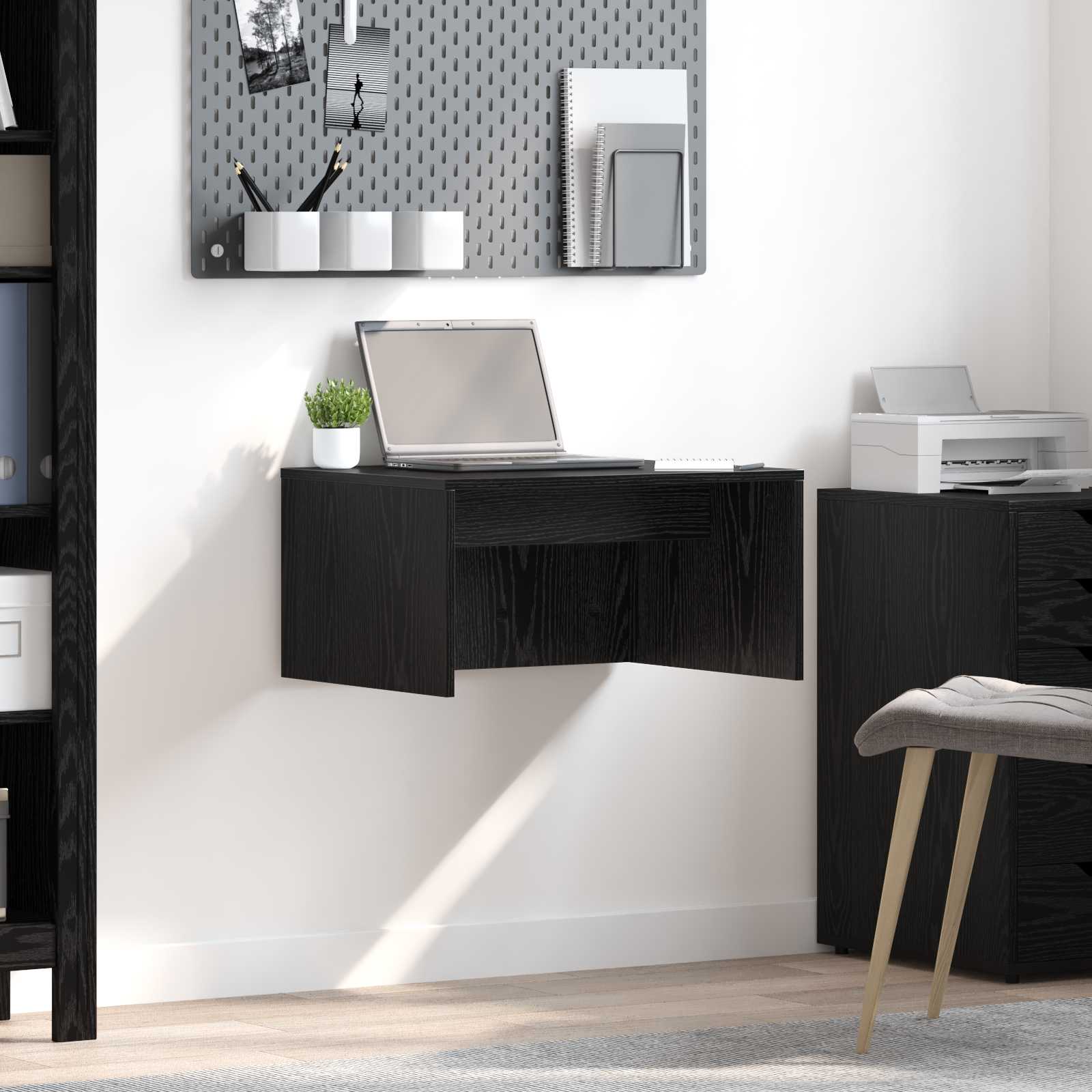 Scrivania A Parete Rovere Nero 60 X 45 X 30 cm