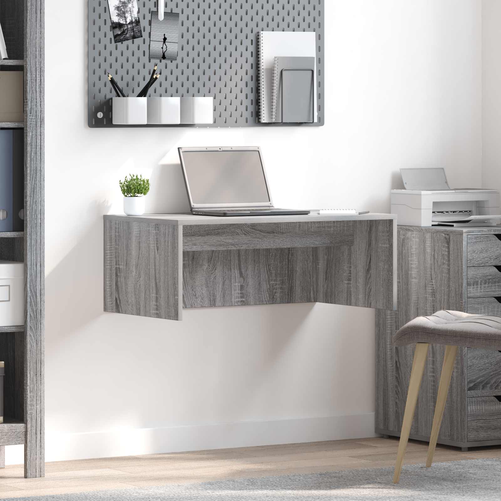 Scrivania A Parete Grigio Sonoma 80 X 45 X 30 cm