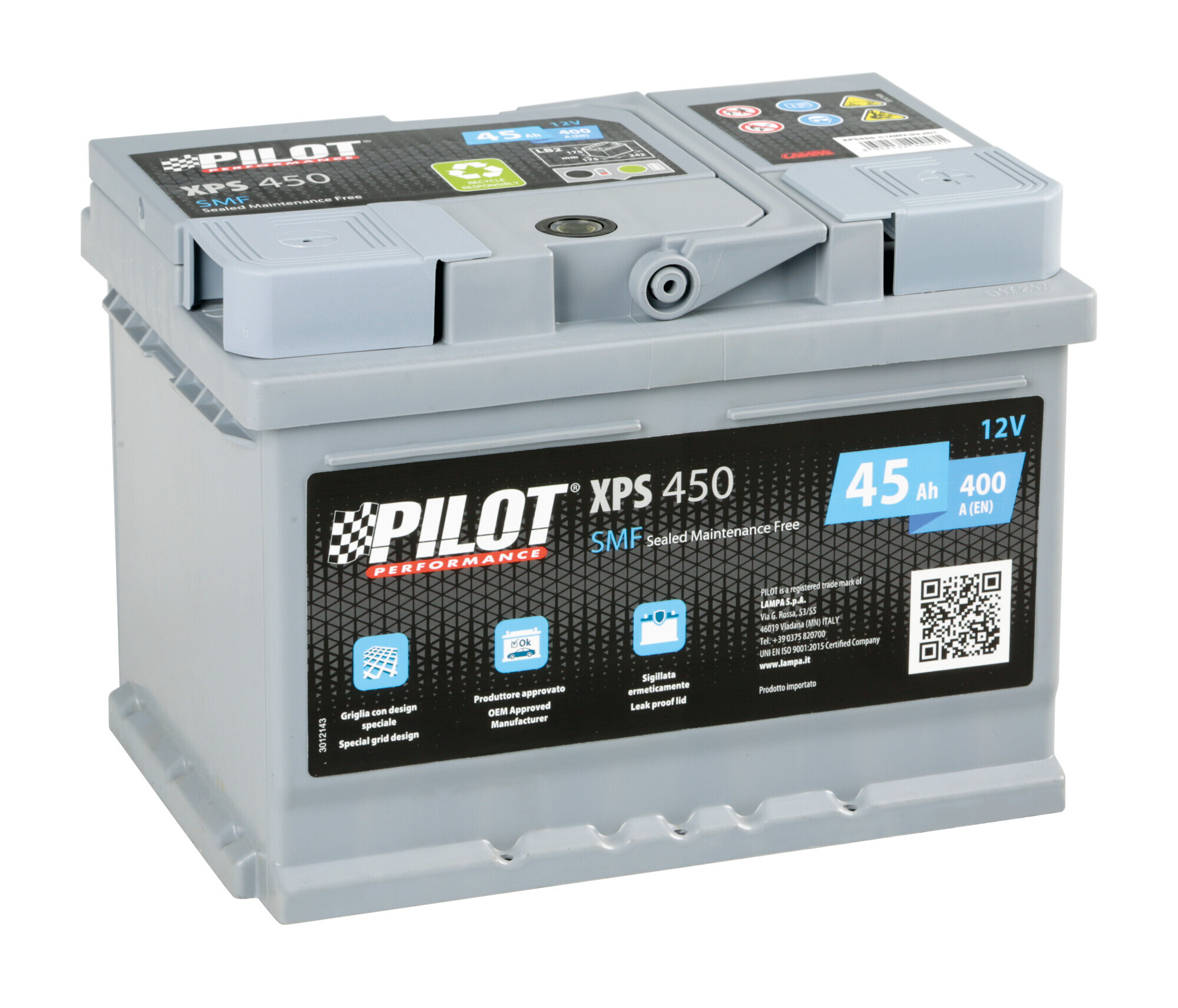 Batteria 12v - Pilot Smf - 45 Ah - 400 A - Lb2