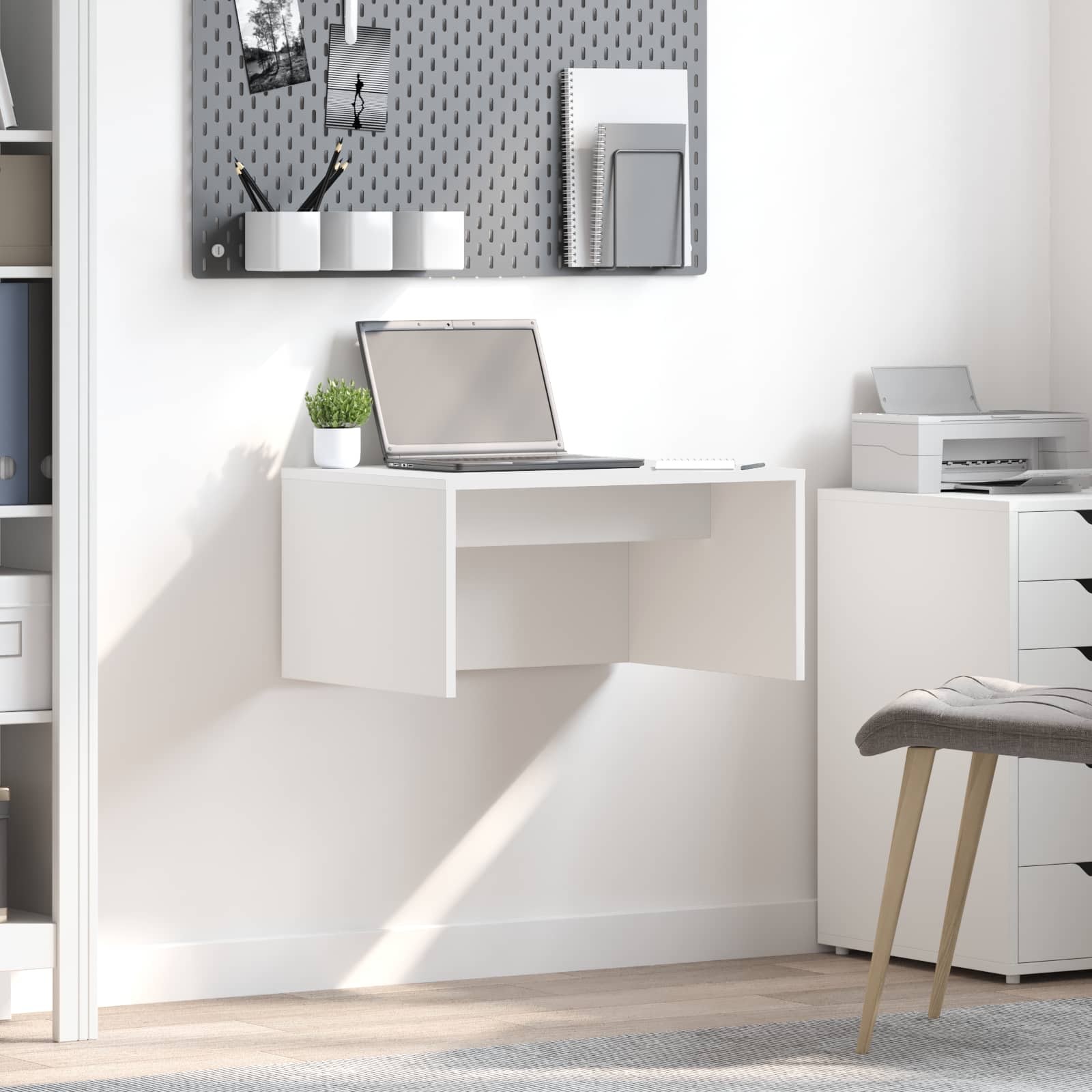 Scrivania A Parete Bianco 60 X 45 X 30 Cm Legno Multistrato