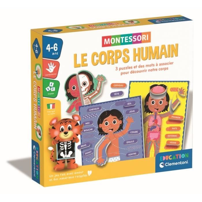 Montessori - Clementoni - Il Corpo Umano - Gioco Didattico Per Imparare Come È Fatto Il Corpo Dentro E Fuori - D