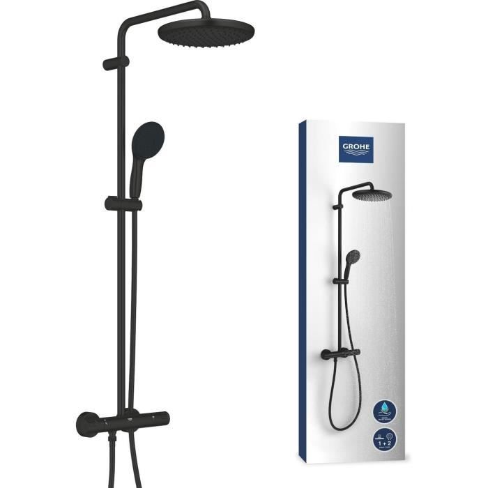 Colonna Doccia Con Miscelatore Termostatico - Risparmio Idrico - Grohe Vitalio Start System 250 - Nero Opaco - 266772431