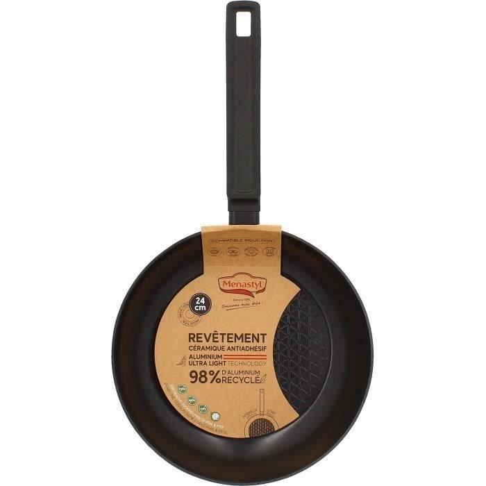 Padella - Menastyl - 6020636 - Alluminio Forgiato - 24 Cm - Nero - Adatta A Tutti I Piani Cottura, Anche A Induzione