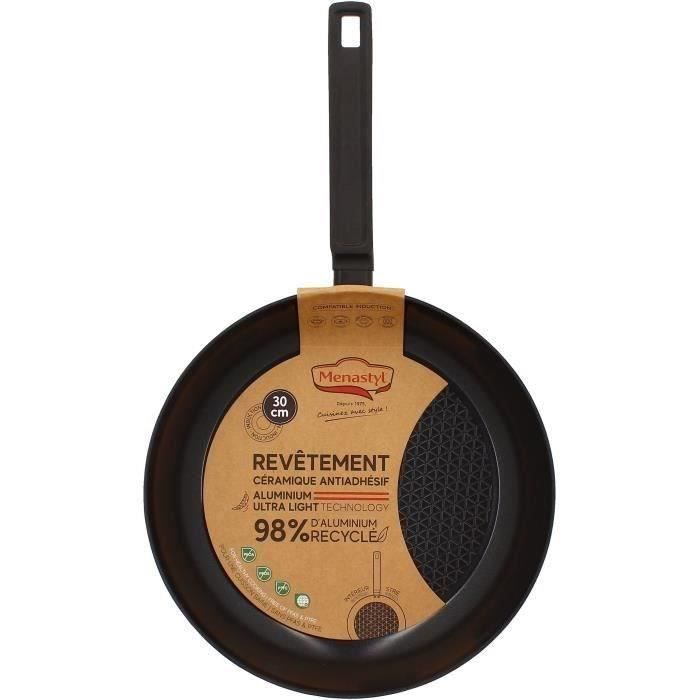 Padella - Menastyl - 6020639 - Alluminio Forgiato - 30 Cm - Nero - Adatta A Tutti I Piani Cottura, Anche A Induzione