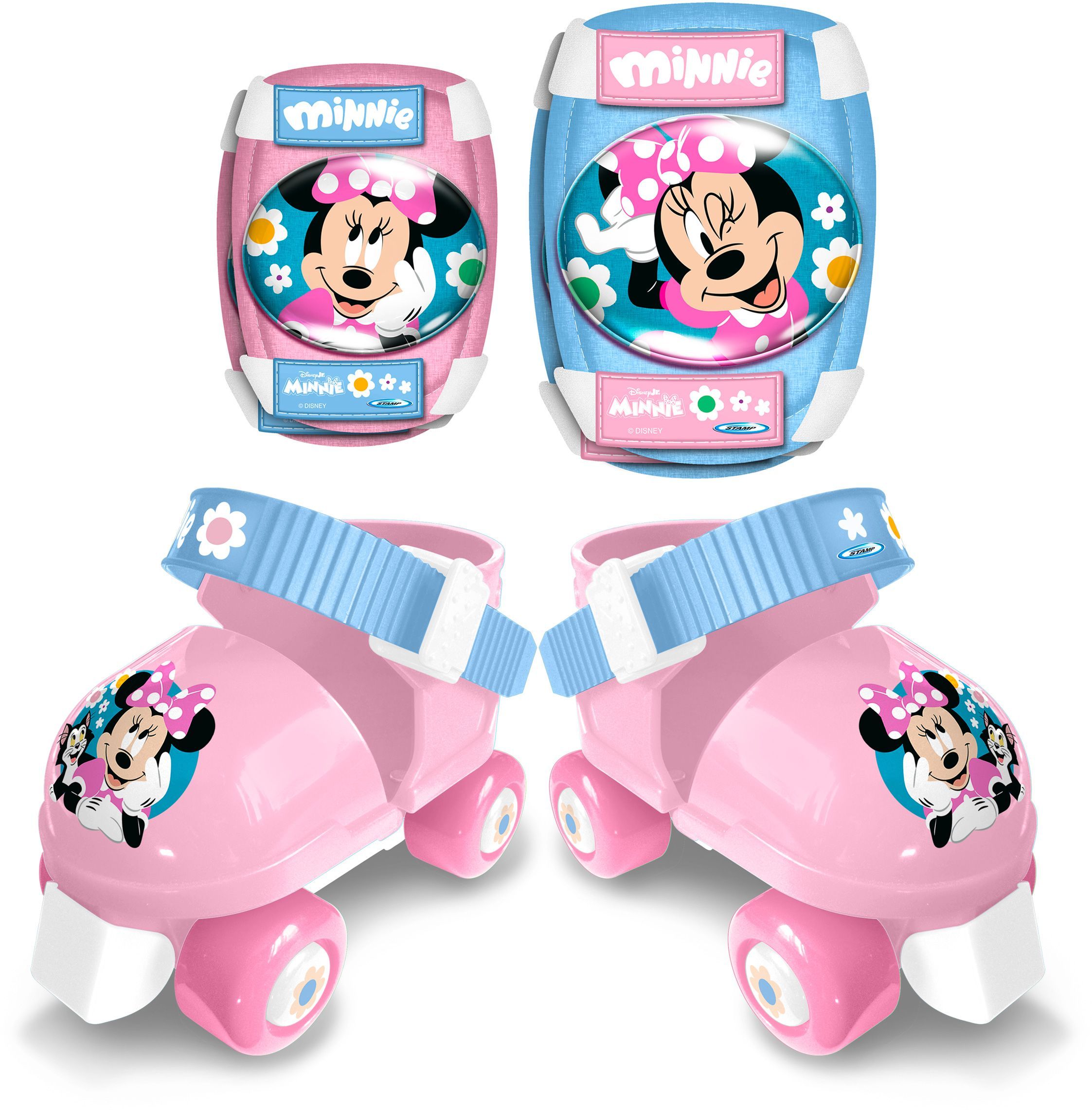 Set Pattini A Rotelle E Protezioni - Minnie - Mn432035 - Con Gomitiere E Ginocchiere - Rosa