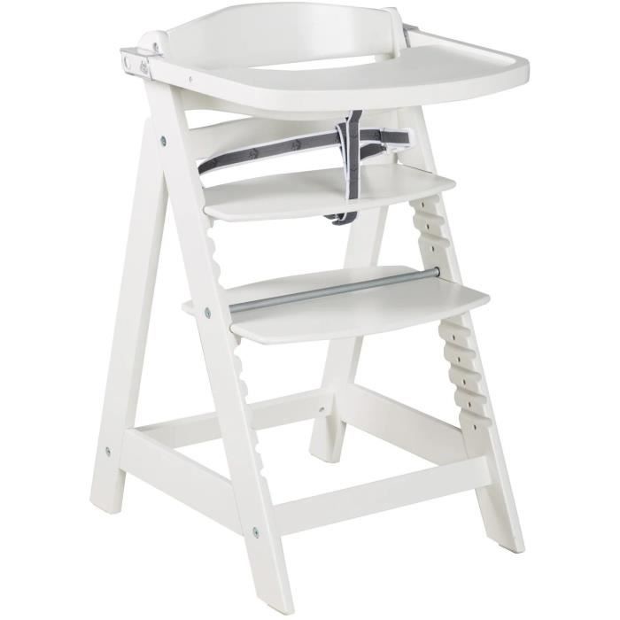 Seggiolone - Roba - Sit Up Click & Fun - Vassoio PortA-Pasto Rimovibile - Altezza Regolabile - Fino A 70 Kg - Legno Laccato Bianco