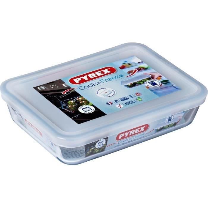 Pyrex - 241p000 / 7046 - Piatto Rettangolare Con Coperchio - 19 Cm * 14 Cm - Pyrex Cook & Freeze