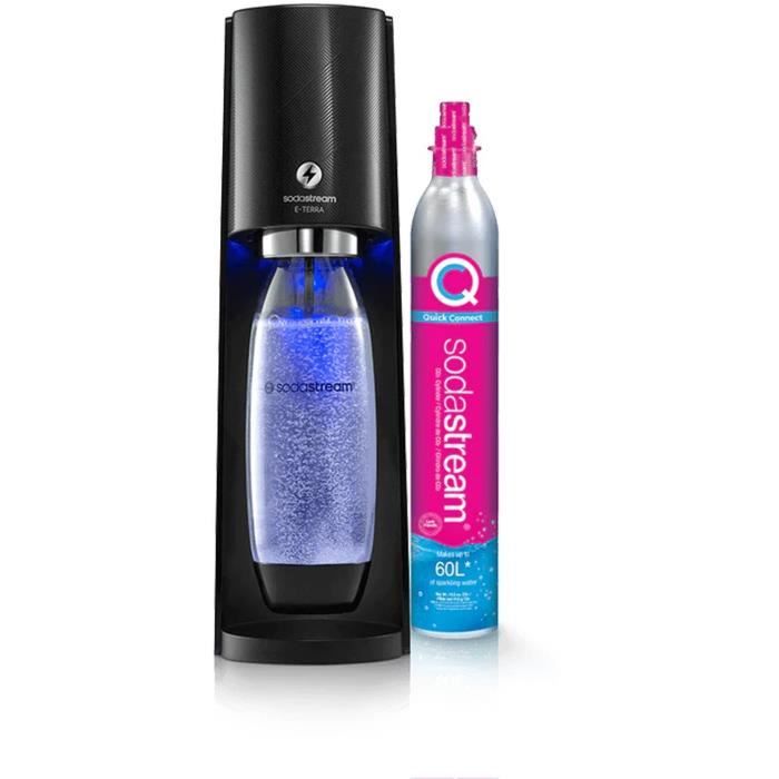 Gasatore E Gasatore D'acqua - Sodastream - E-Terra - 1 Bottiglia Lavabile In Lavastoviglie - 1 Ricarica Di Gas Da 60 Litri - Nero