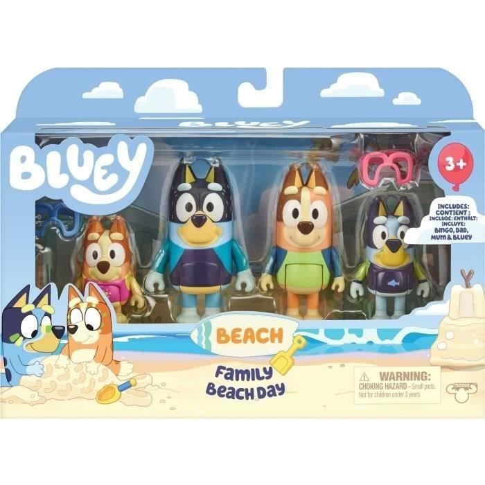 Statuine In Miniatura - Moose Toys - La Famiglia In Spiaggia (4 Figurine) - Bluey