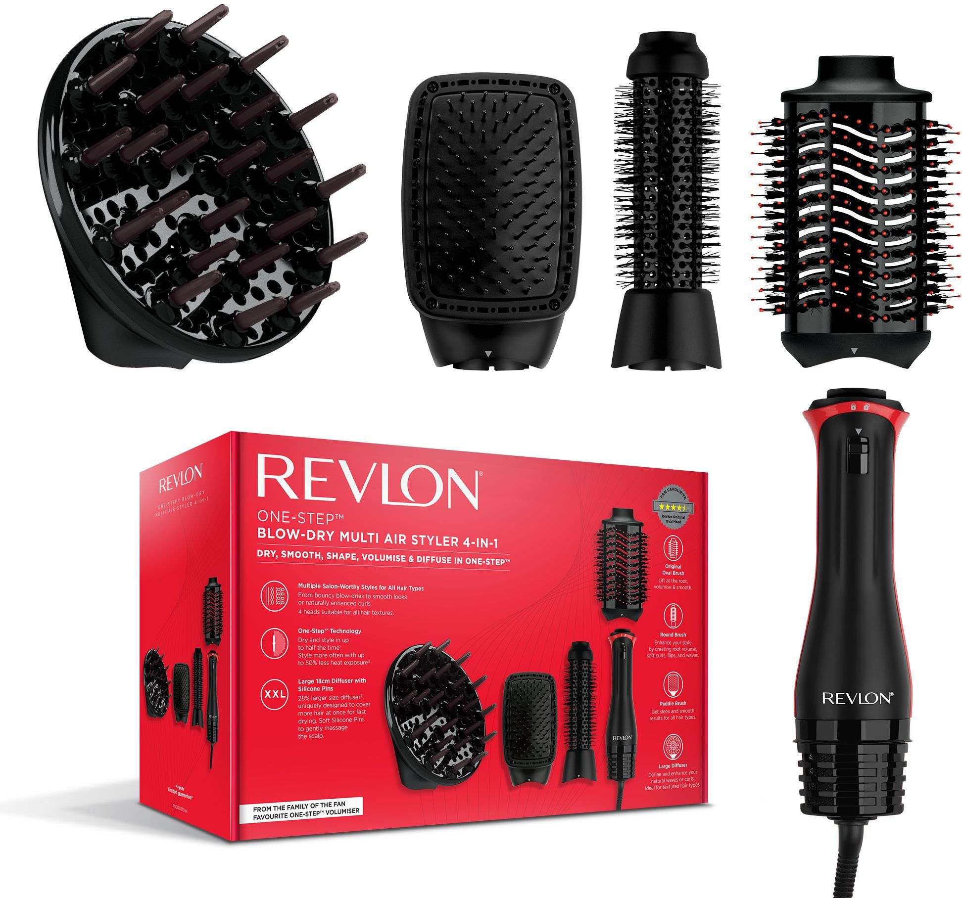 Multistyler 4 In 1 - Revlon - Rvdr5373e - Per Capelli Strutturati - 4 Impostazioni Di Temperatura - Nero