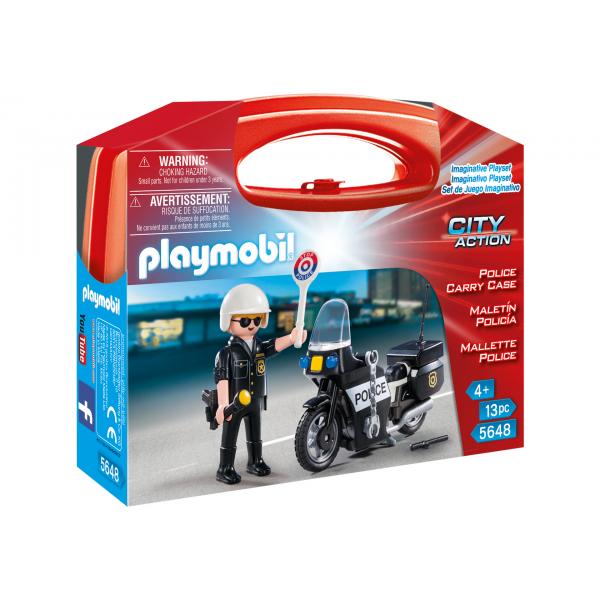 Playmobil - Valigia Del Motociclista Della Polizia - Bambino - 13 Pezzi - Da 4 Anni