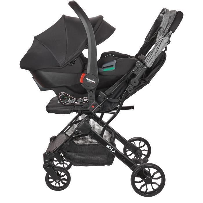 Nania - Passeggino Combinato 2 In 1 Con Seggiolino Auto Rimini - Myla - 4 Ruote - Nero