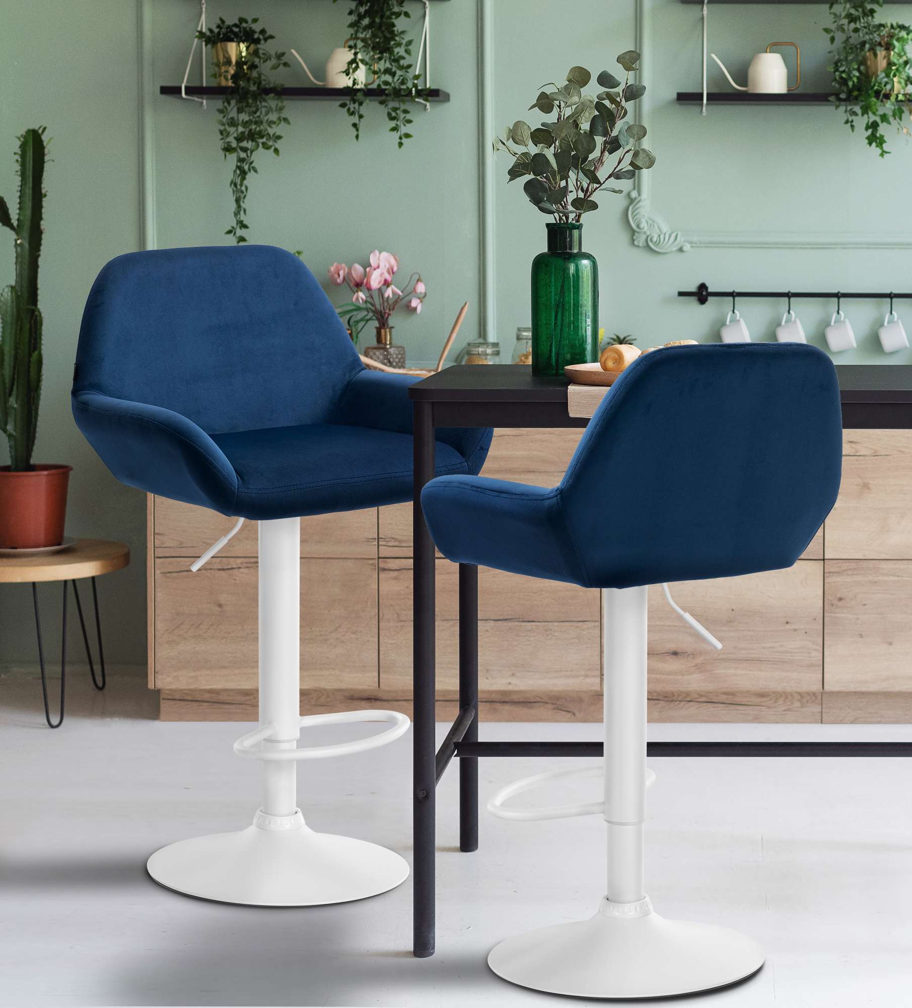 2er Set Barhocker Braga Samt Weiß