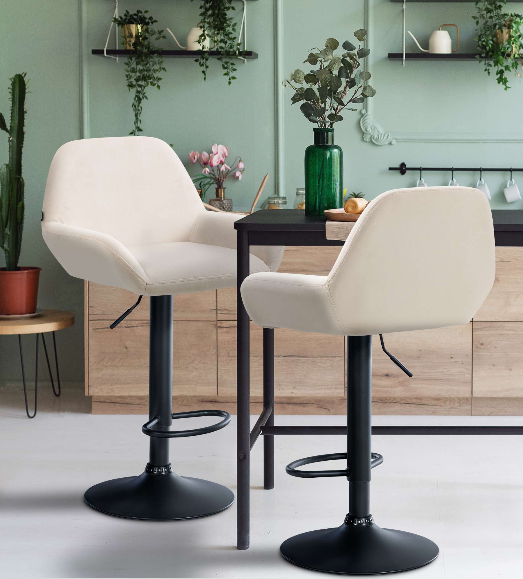 2er Set Barhocker Braga Samt Schwarz