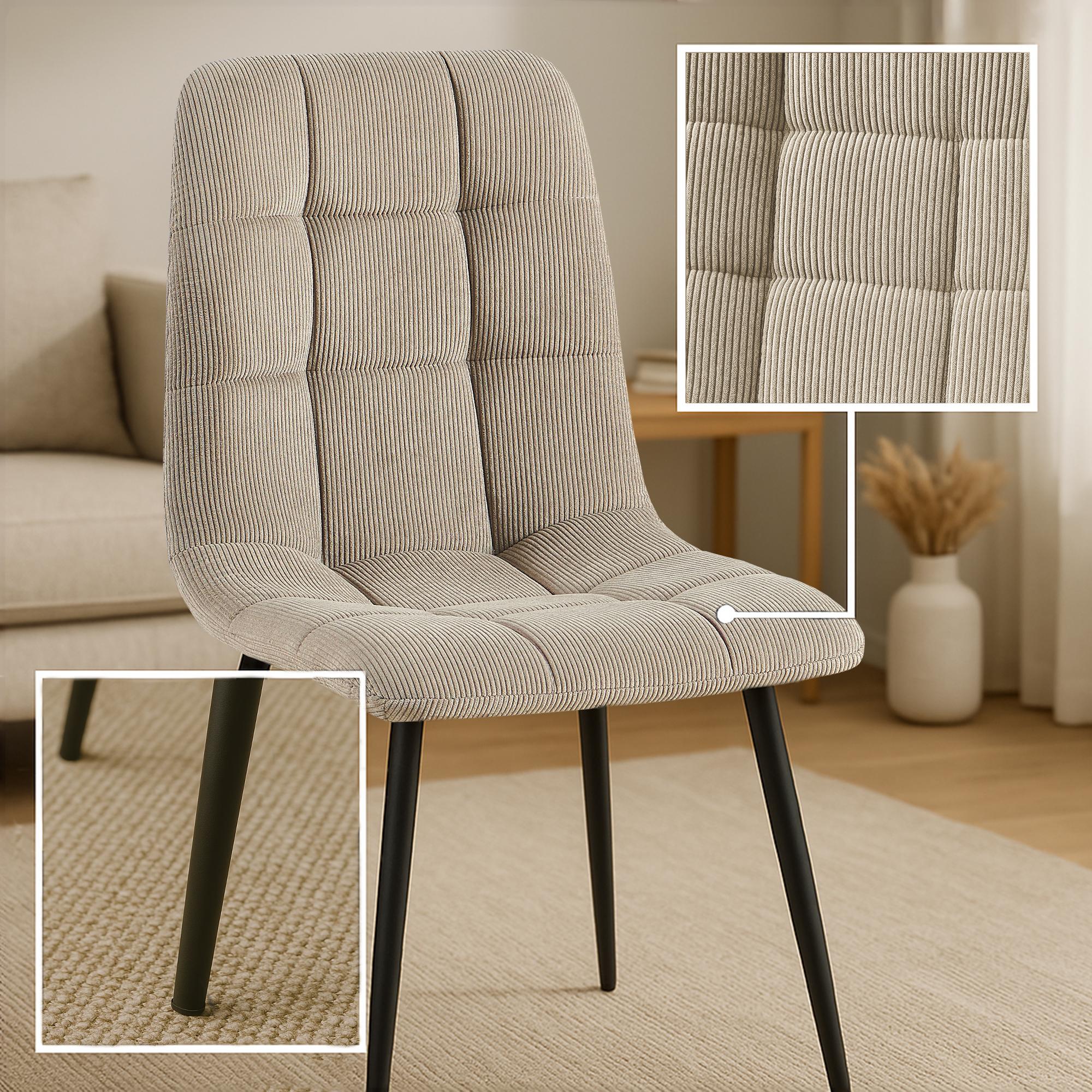 2er Set Esszimmerstuhl Antibes Cord
