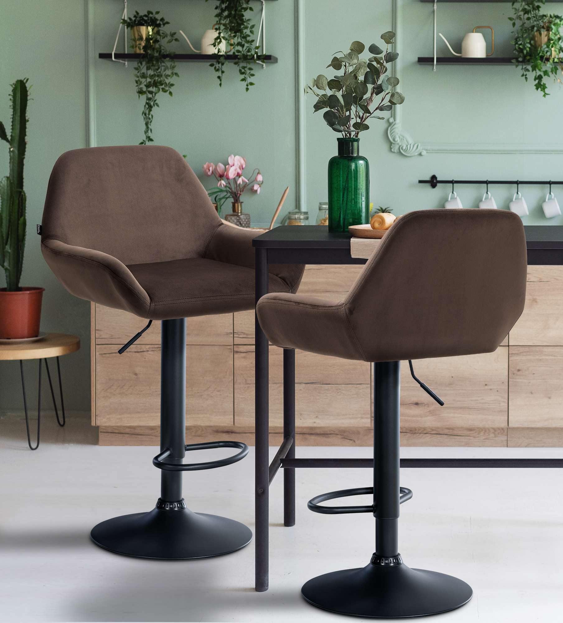 2er Set Barhocker Braga Samt Schwarz