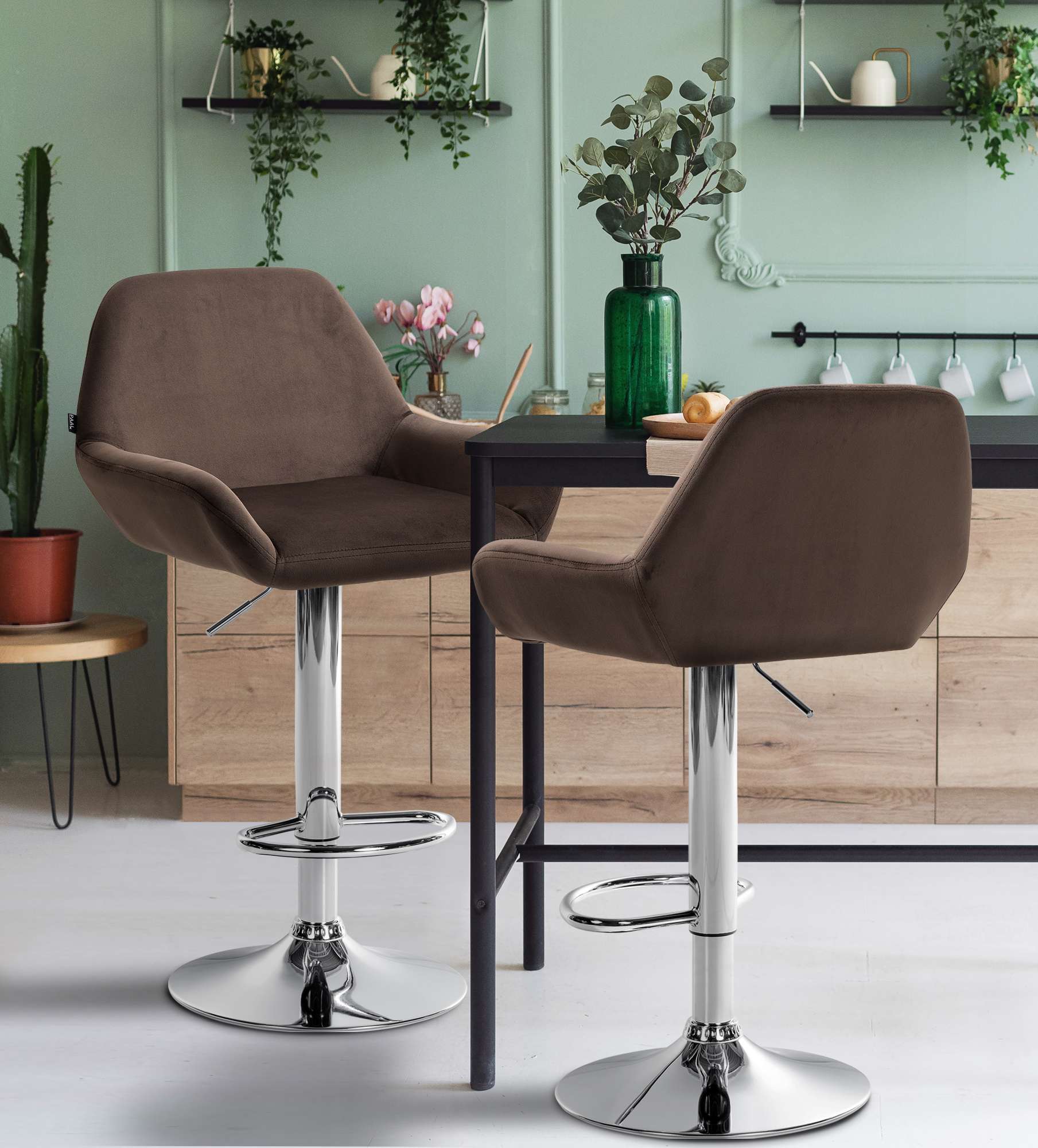 2er Set Barhocker Braga Samt Chrom