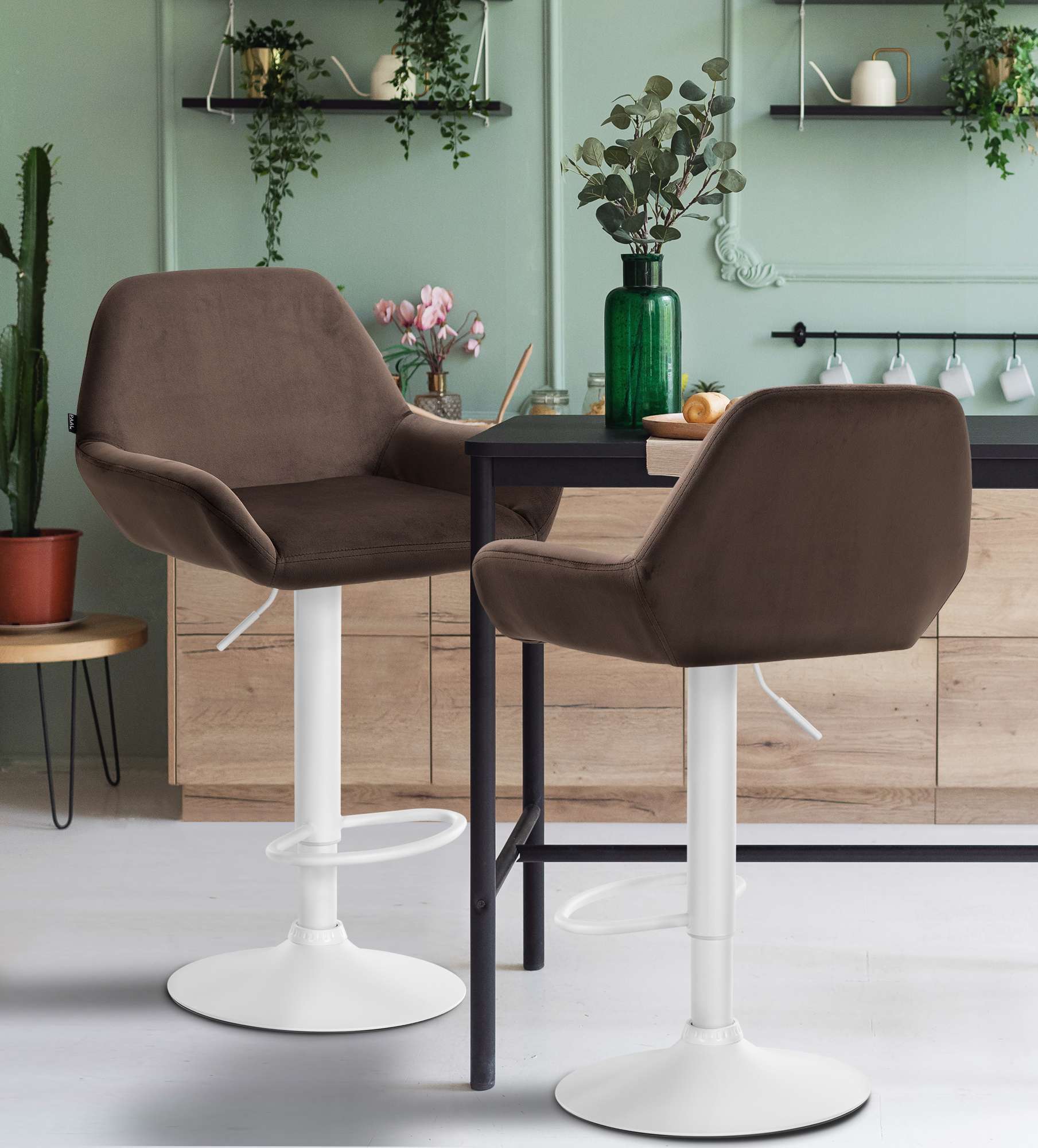 2er Set Barhocker Braga Samt Weiß