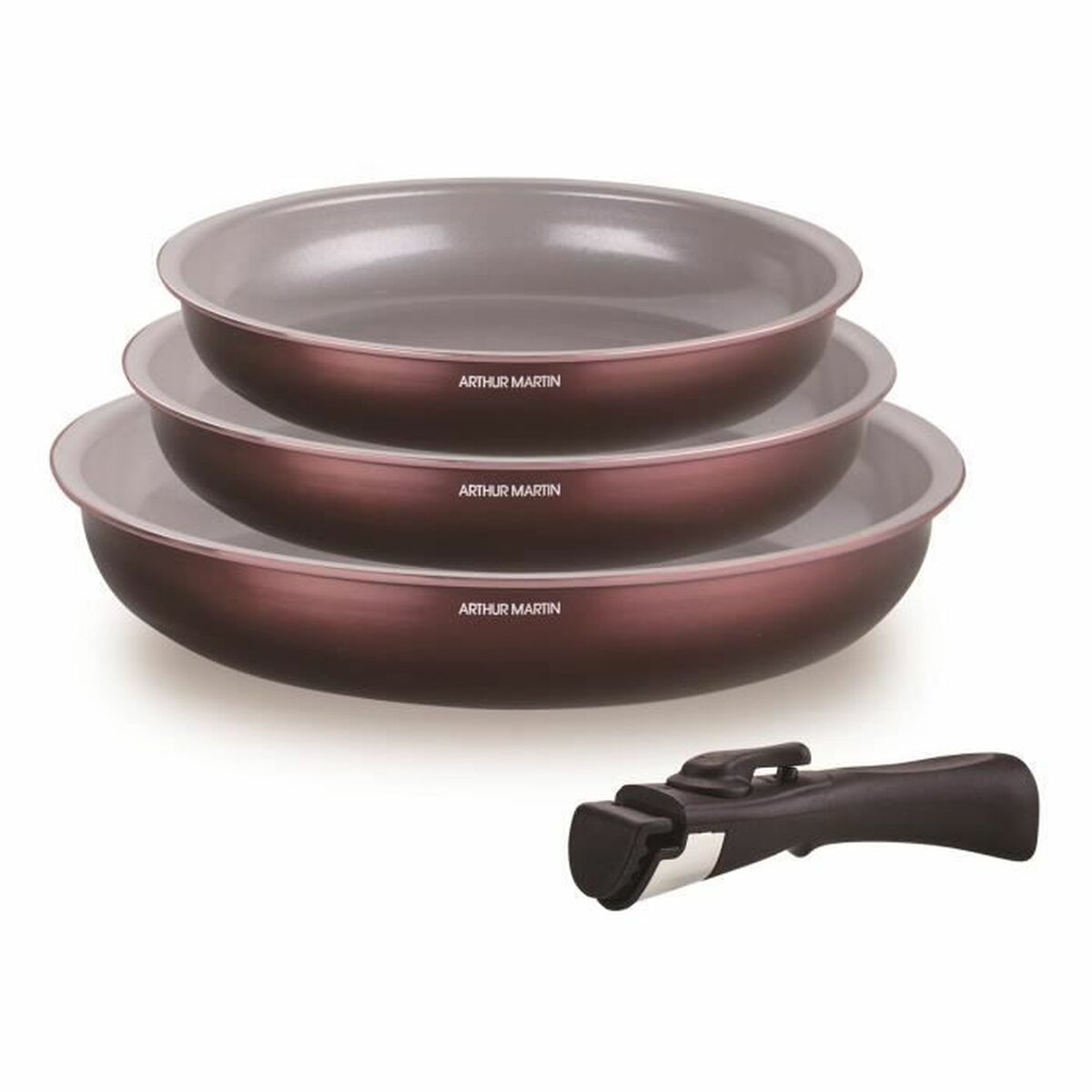 Padella Arthur Martin Prune Alluminio Ø 24 Cm Ø 20 Cm Ø 28 Cm (3 Unità)