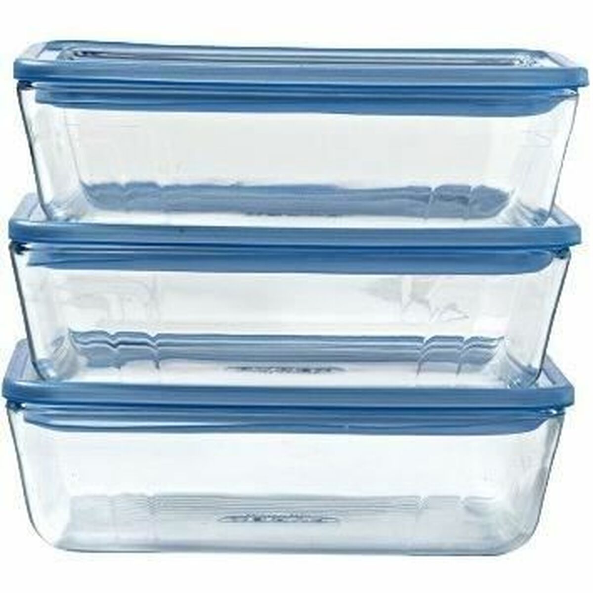 Set Di Scatole Porta Pranzo Pyrex Azzurro Trasparente 2,6 L 3 Pezzi
