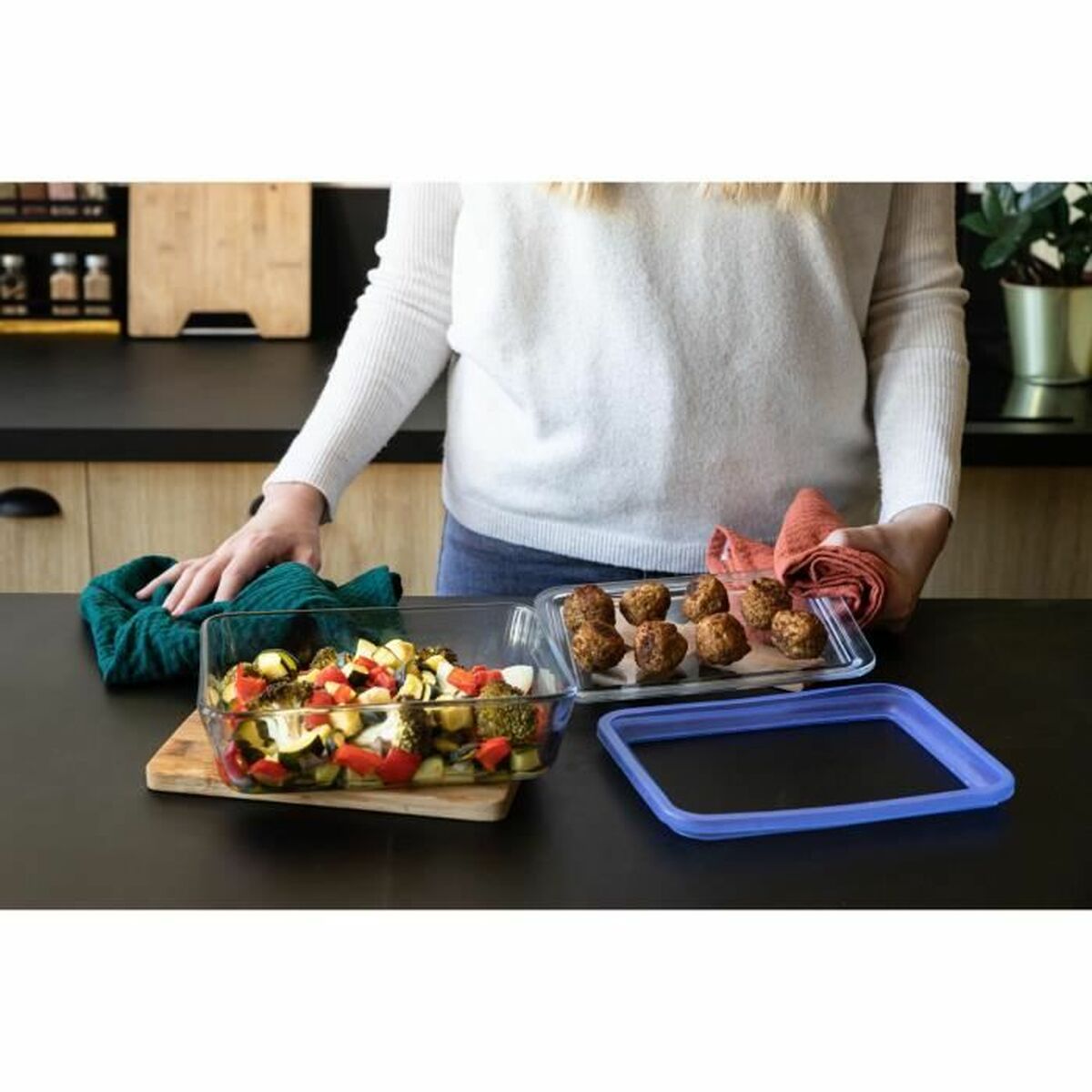 Set Di Scatole Porta Pranzo Pyrex Azzurro Trasparente 800 Ml 3 Pezzi - Image 6