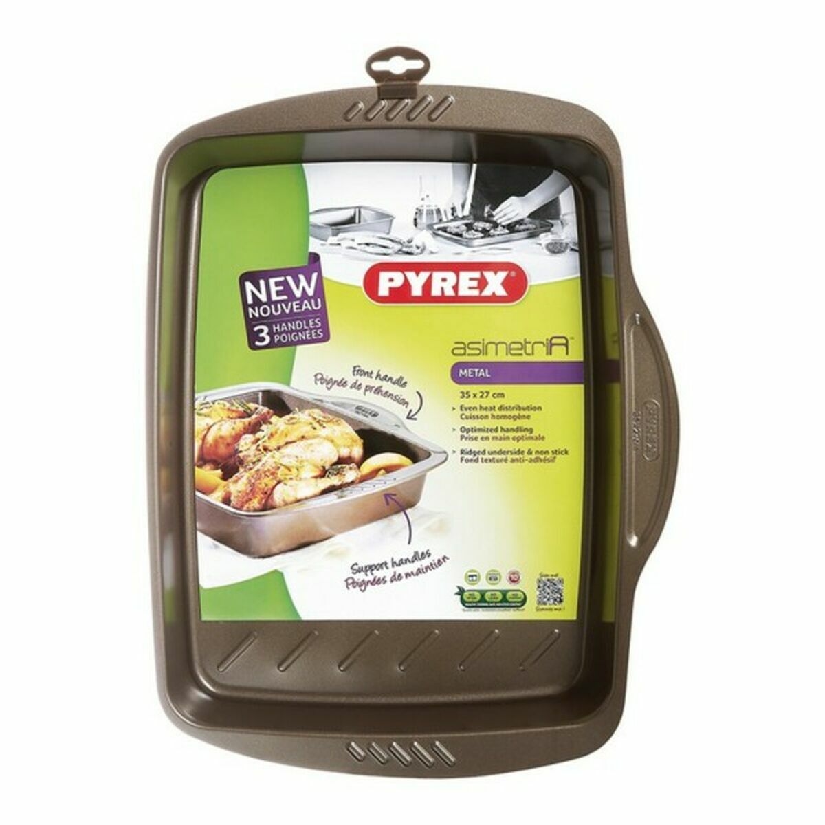 Teglia Antiaderente Da Forno Pyrex Marrone Nero Metallo Acciaio