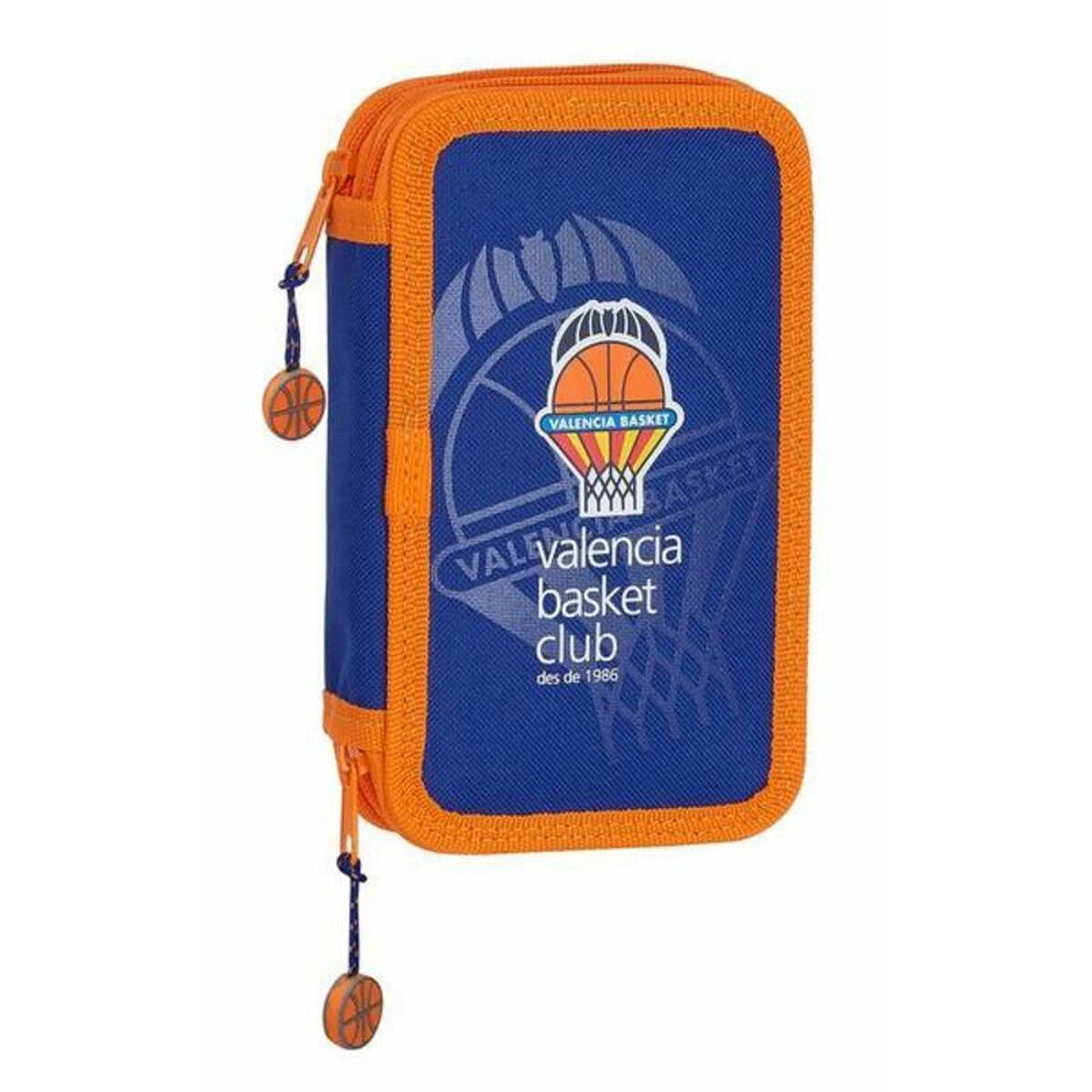 Astuccio Doppio Valencia Basket M854 Azzurro Arancio 12.5 X 19.5 X 4 Cm (28 Pezzi)