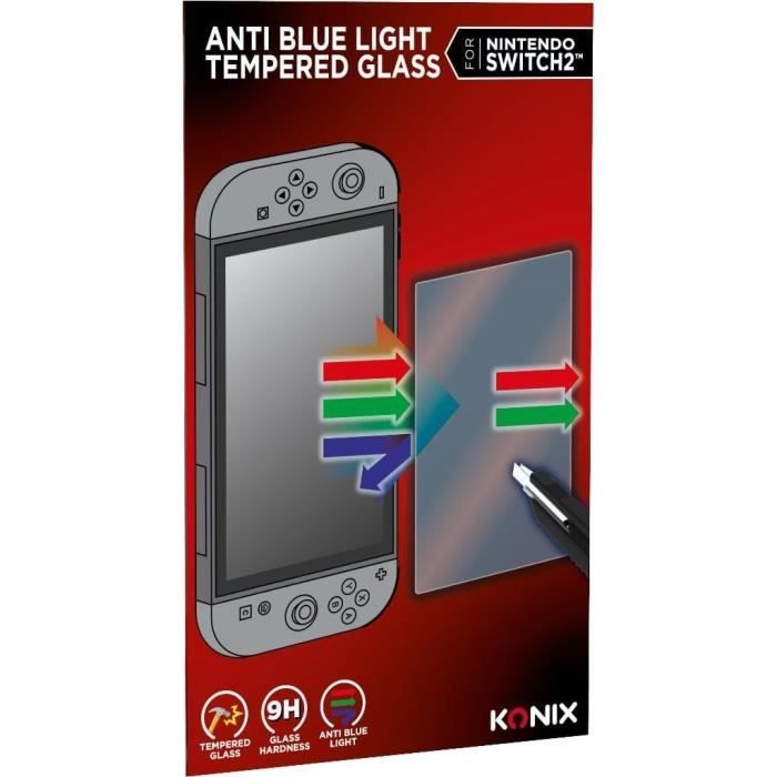 Pellicola Protettiva In Vetro Temperato - Konix - Nintendo Switch 2 - AntI-Luce Blu - AntI-Bolle - Durezza 9h - Trasparente