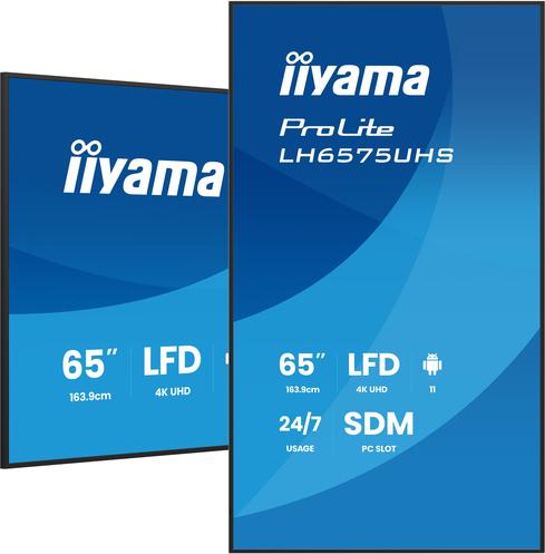 Iiyama Lh6575uhS-B2ag, Public Display - (schwarz (matt), Ultrahd/4k, Ips, Lautsprecher, Daisy Chain) [energieklasse G] (lh6575uhS-B2ag)
