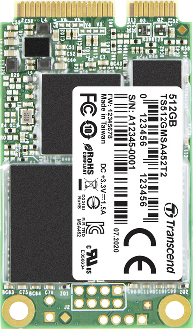Transcend Msa452t2 - Ssd - 512gb - Intern - Msata - Sata 6gb/s (ts512gmsa452t2)