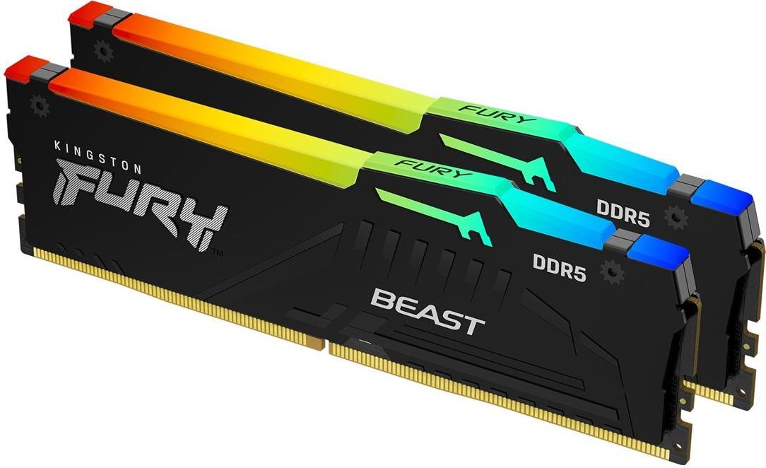 Kingston Fury Beast Rgb - Ddr5 - Kit - 64gb: 2 X 32gb - Dimm 288-Pin - 6400 Mhz / Pc5-51200 - Cl32 - ON-Die Ecc - Schwarz (kf564c32bbeak2-64)