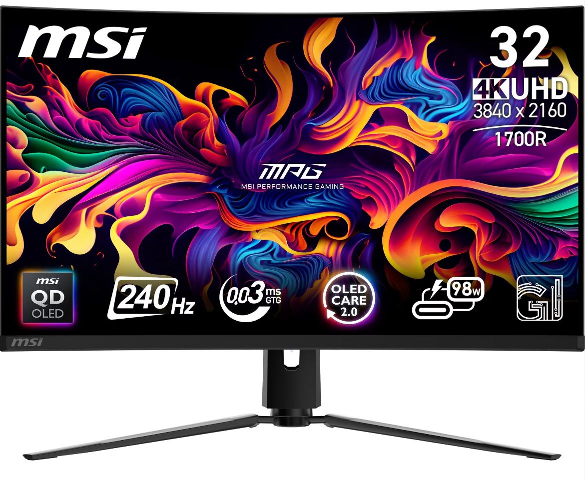 Msi Mpg 321curxde QD-Oled - Gamig Moitor - 80.0cm (31.5") 4k Ultra Hd 3840 X 2160, 16:9, 250cd/m², 1.07b, 0.05ms, 178°/178°, 150000:1 [energieklasse