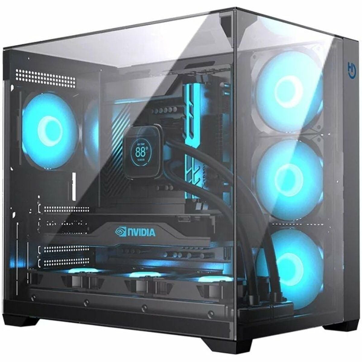 Case Computer Desktop Atx Hiditec Cha010056 Nero
