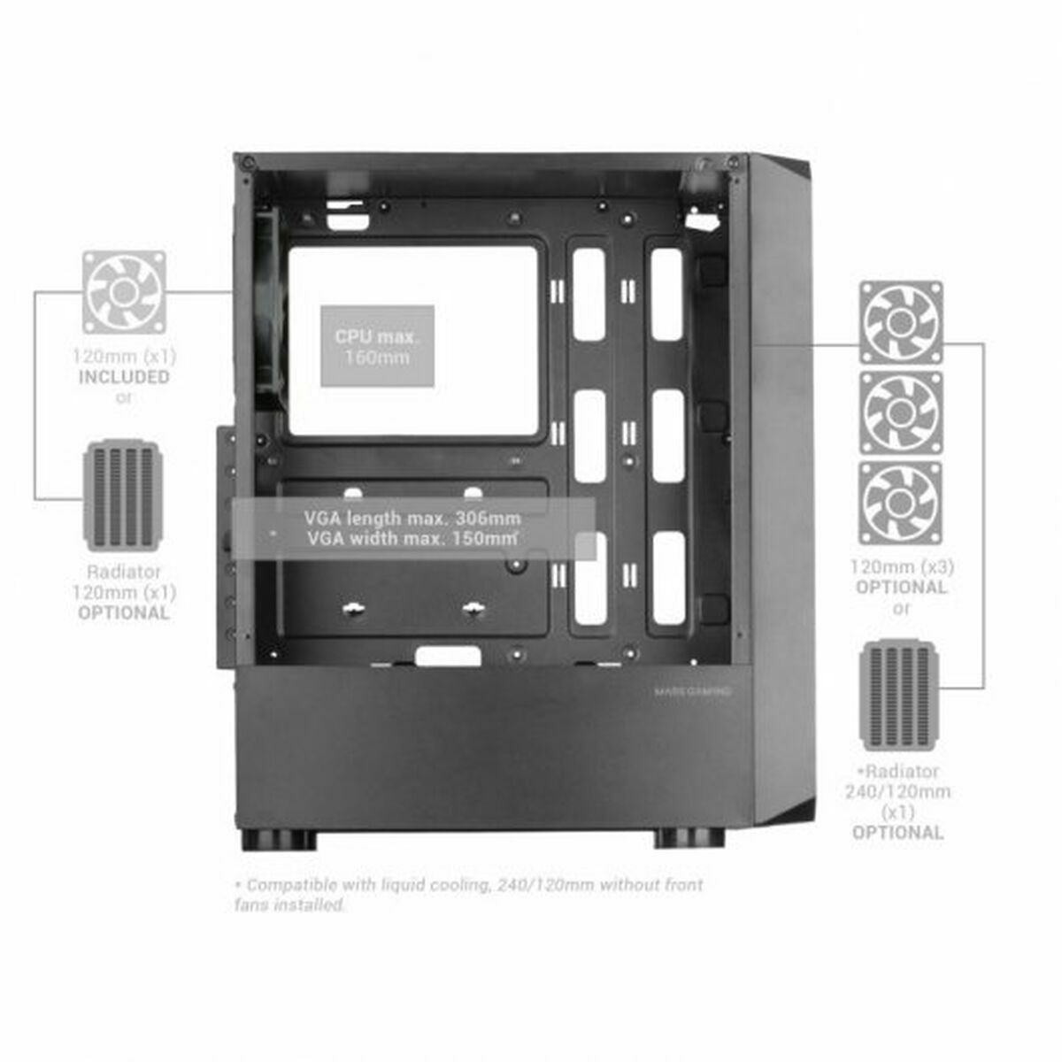 Case Computer Desktop Atx Mars Gaming Mc2000 Nero