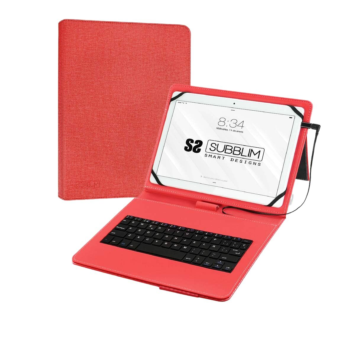 Custodia Per Tablet E Tastiera Subblim SuB-Kt1-Usb002 10.1" Rosso Qwerty In Spagnolo Qwerty