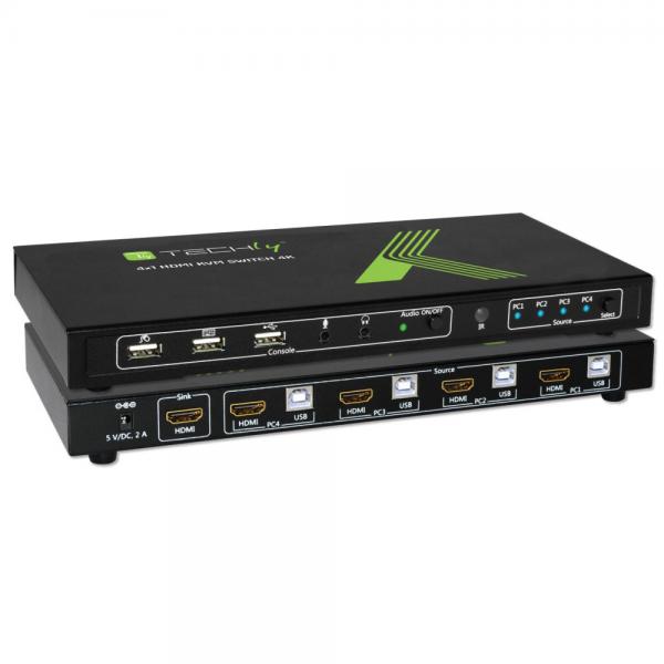 Techly Kvm Switch Usb, Hdmi, 4k, 4 Wege