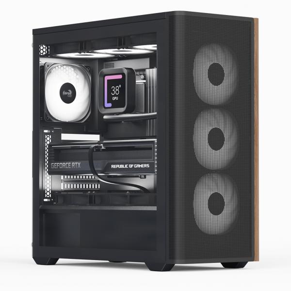 Aerocool Geh Midi D501A-G-BK-V2 (b/wood/atx)