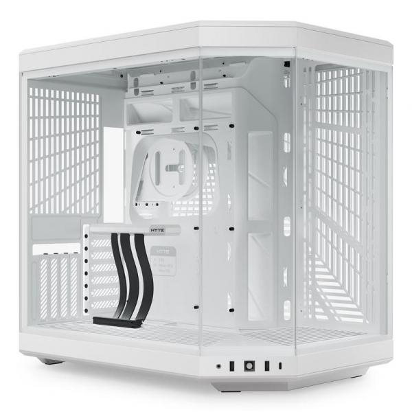Hyte Y70 Zweikammer Atx Midi Tower Gaming Gehäuse Schneeweiß Mit Glasfenster