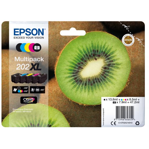 Epson 202xl Multipack 5er Pack Xl Schwarz, Gelb, Cyan, Magenta, Photo Schwarz Tintenpatrone