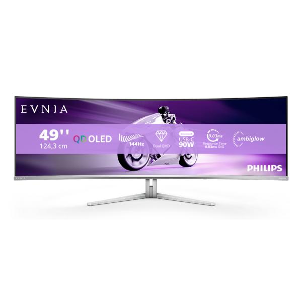 Philips Evnia 8000 49m2c8900l/00 Monitor Pc 124,2 Cm (48.9") 5120 X 1440 Pixel Dual Qhd Qdoled Bianco