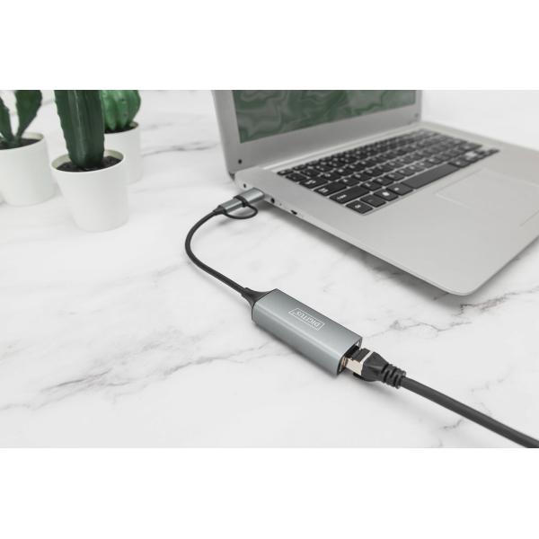 Digitus Adattatore Gigabit Ethernet Usb TypE-C™ 2.5g, UsB-C™ + Usb A (usb3.1/3.0) - Image 3