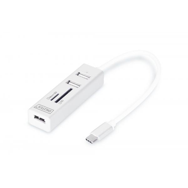 Digitus Hub A 3 Porte Usb TypE-C™ Otg + Lettore Di Carte