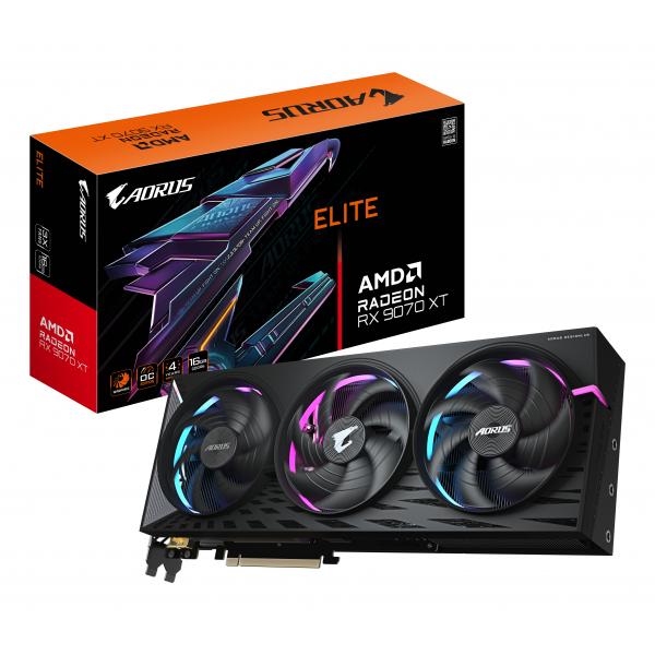 Gigabyte Aorus Radeon Rx 9070 Xt Elite 16g Scheda Grafica - 16 Gb Gddr6, 256 Bit, PcI-E 5.0, 3100 Mhz Frequenza Base, 2 X Displayport, 2 X Hdmi, GV-R