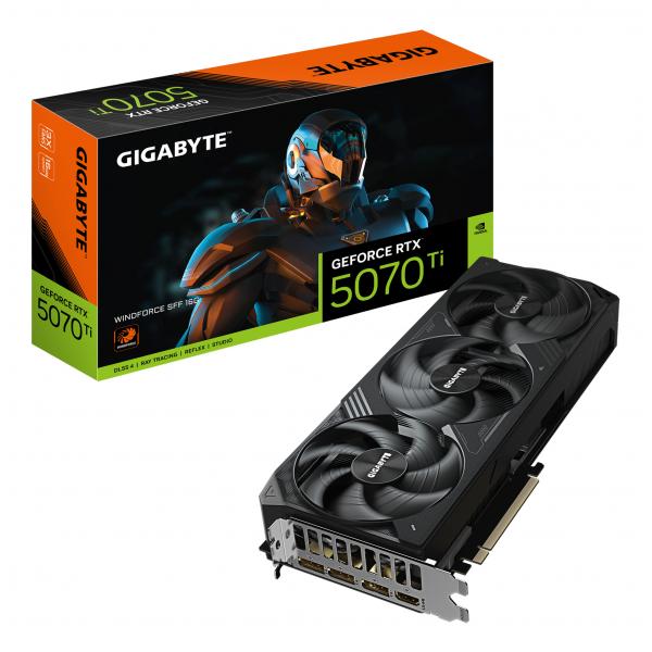 Gigabyte Geforce Rtx 5070 Ti Windforce Sff 16g Scheda Grafica - 16gb Gddr7, 256bit, PcI-E 5.0, 2452 Mhz Frequenza Core, 3 X Dp 2.1b, 1 X Hdmi 2.1b, N